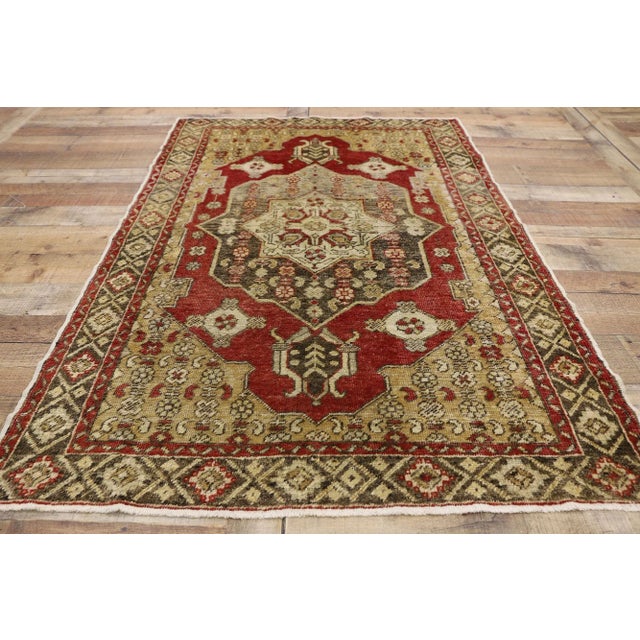 Textile Mid 20th Century Vintage Turkish Oushak Rug 04'00 X 06'00 For Sale - Image 7 of 10