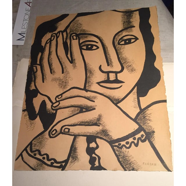 Lithograph of "Portrait of Nadia" by Fernand Leger (French, 1881-1955). Pochoir and collotype printed on handmade paper,...