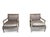 Pair of Louis XVI Style Hand-Painted Armchairs in Silk Upholstery For Sale