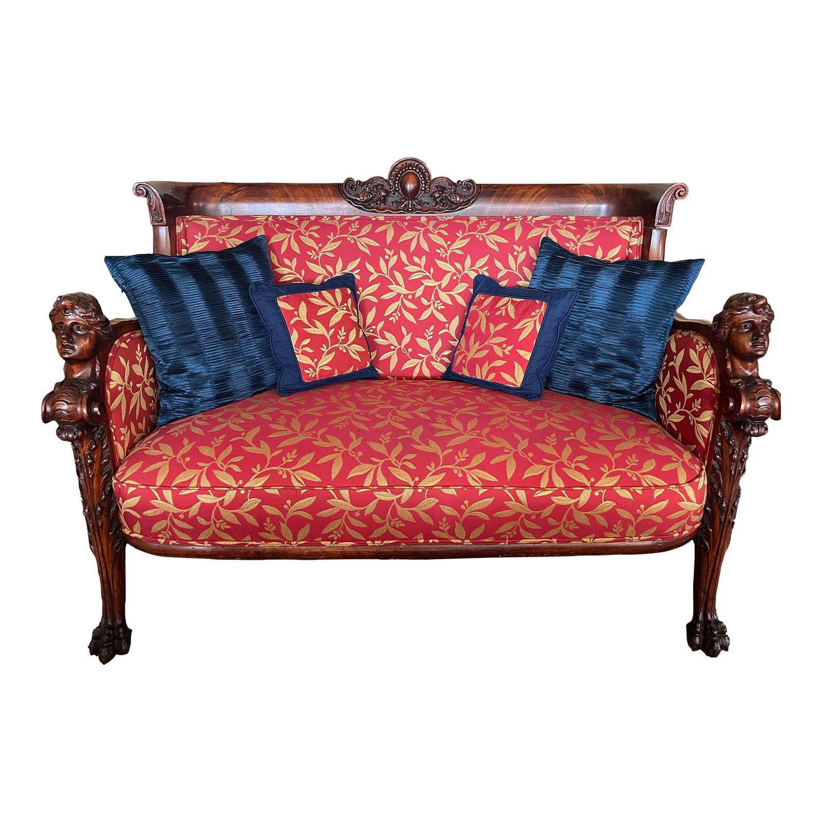 Late 19th Century Karpen Mahogany Figural Carved Settee Loveseat Chairish