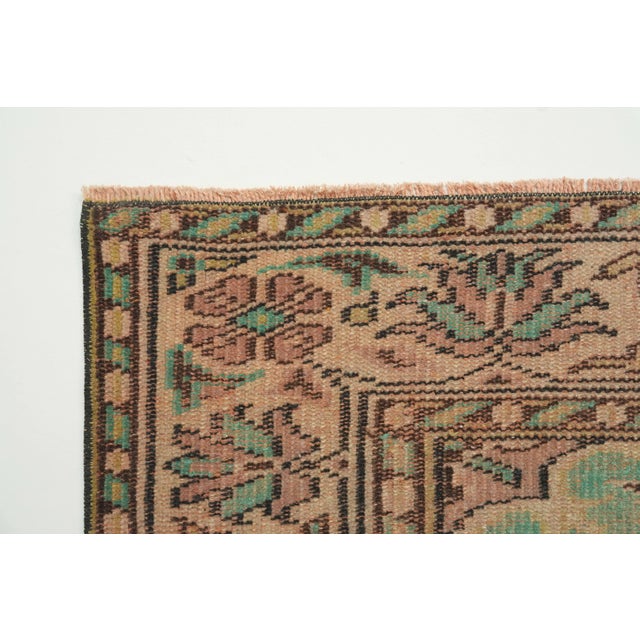Green 1970s Vintage Turkish Handmade Wool Cotton Green Area Rug For Sale - Image 8 of 13