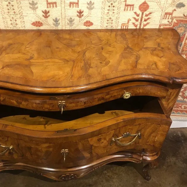Wood 1990s Vintage Italian Three Drawer Walnut Shaped Chest/Console For Sale - Image 7 of 12