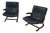 Scandinavian Black Leather Lounge Chairs, Set of 2 For Sale