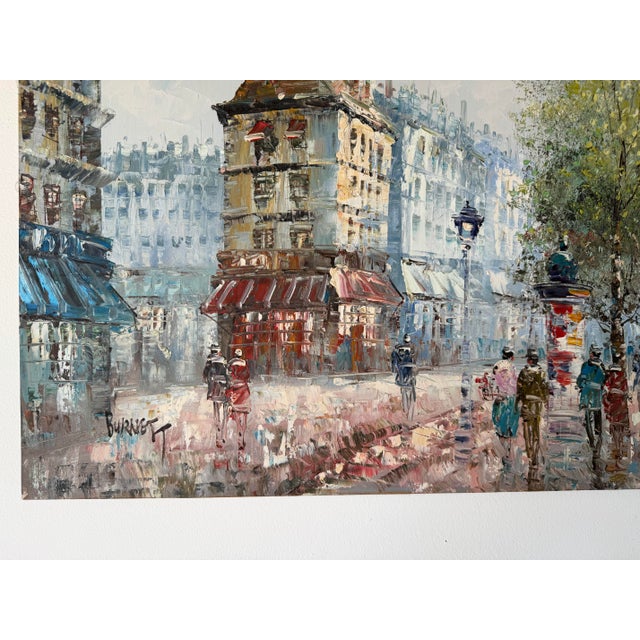 Vintage Caroline Burnett Impressionist Parisian Street Scene Oil on Canvas Painting, Unframed For Sale - Image 4 of 11