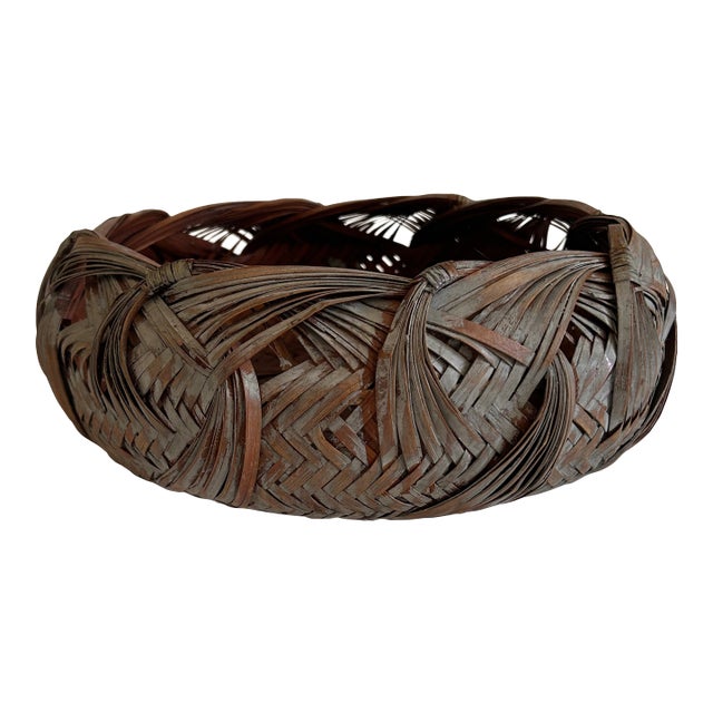 Vintage Japanese Bamboo Ikebana Basket For Sale