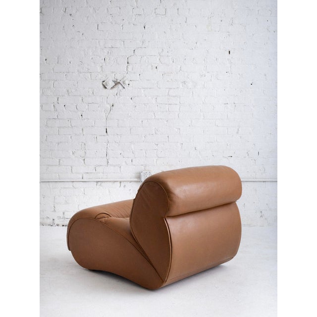 Animal Skin Space Age Italian Leather Lounge Chair For Sale - Image 7 of 12