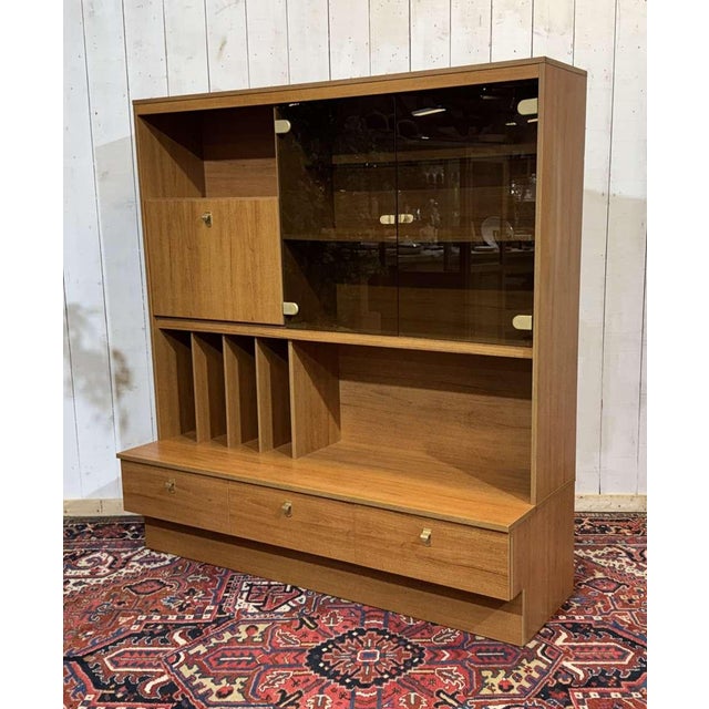 1980s teak veneer bar buffet H=1m62 W=1m52 D=52cm - Can be disassembled into 2 parts.