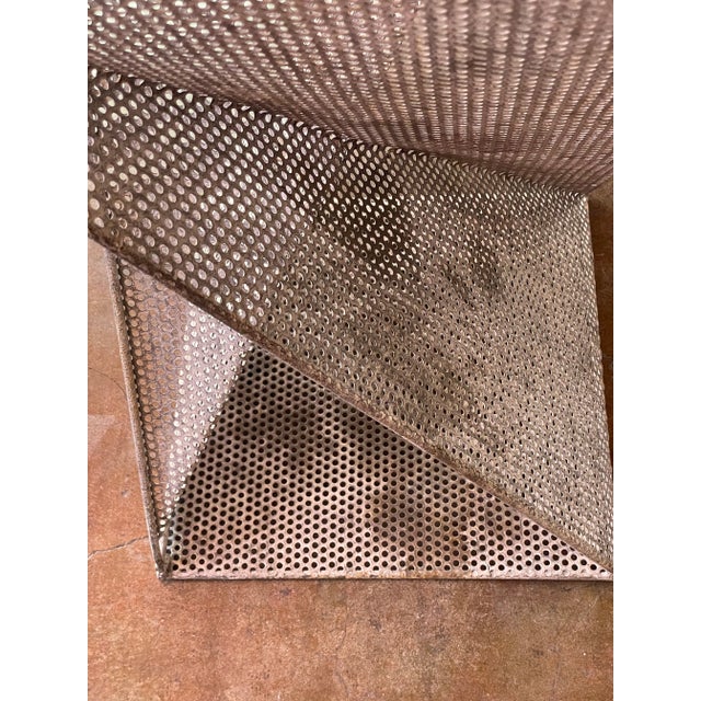 Mathieu Matégot Tall Perforated Geometric Side Table in the Style of Mathieu Matégot, C. 1980s For Sale - Image 4 of 7