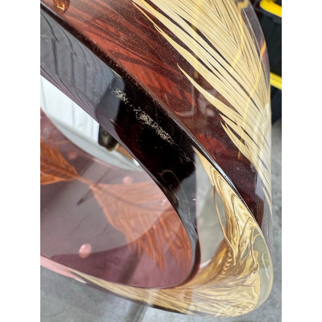 Vintage Modern Amethyst Lucite Sculptural Palm Frond Lamp For Sale - Image 10 of 11