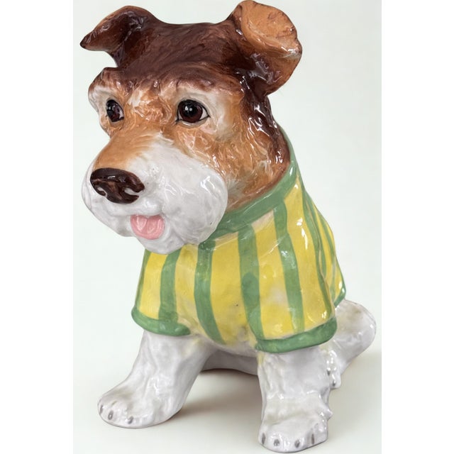 Late 20th Century Vintage Ceramic Boston Terrier in Preppy Striped Sweater For Sale - Image 5 of 18