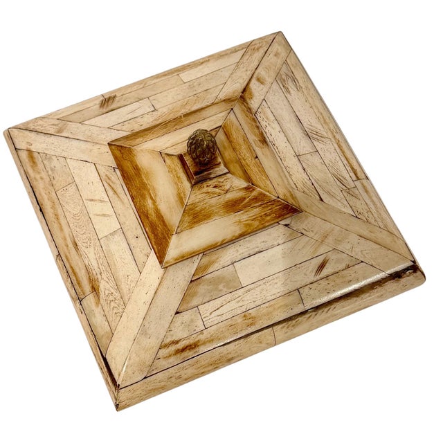1970s Maitland Smith Style Bone Inlaid Box With Brass Finial For Sale In Tampa - Image 6 of 13