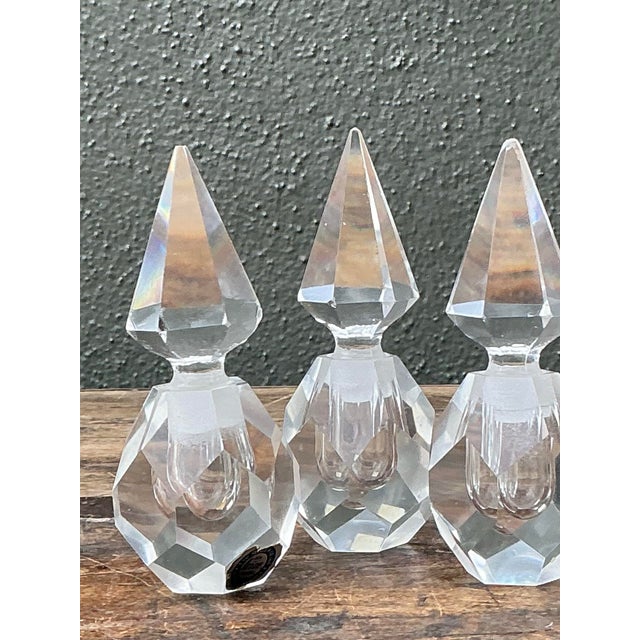 Vintage Trio of Faceted Crystal Perfume Bottles For Sale - Image 9 of 12
