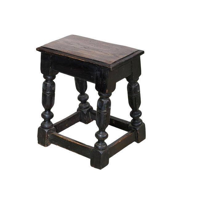 English Antique 19th Century English Oak Joint Stool 18.5" H For Sale - Image 3 of 8