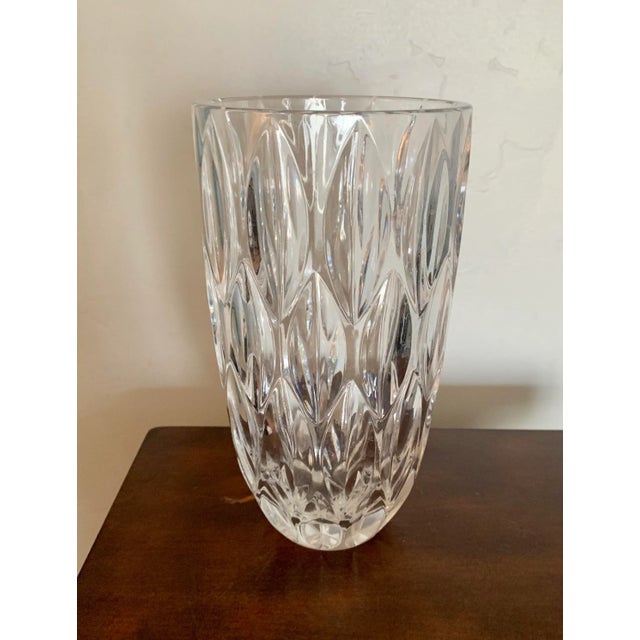 Heavy clear crystal vase with all around abstract pattern Perfect for your favorite bouquet of flowers! Beautiful with or...