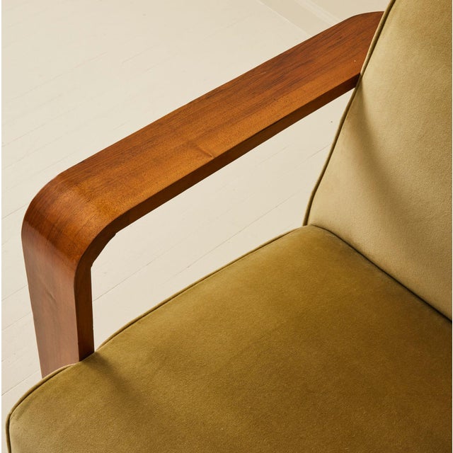 Textile Italian Art Deco Lounge Chairs in Velvet, a Pair, 1930's. For Sale - Image 7 of 9