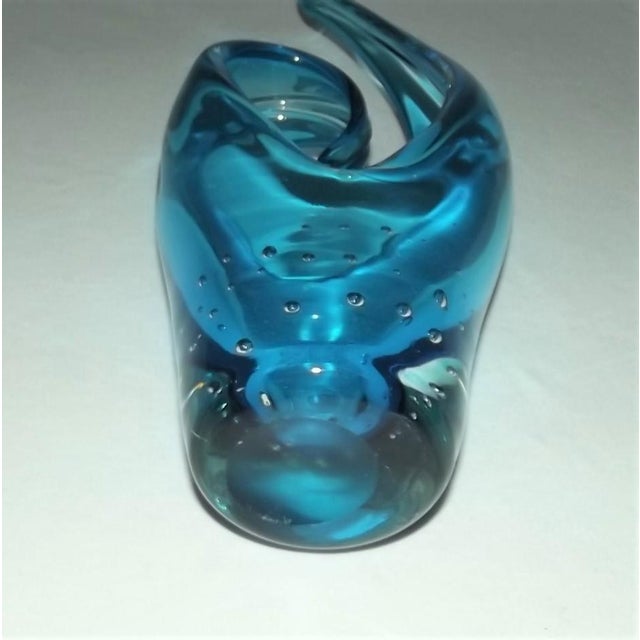 Stunning Vintage Murano Light Blue and Clear Art Glass Sculpture. This piece has incredible detail and design. It features...