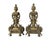 A striking pair of antique brass neoclassical andiron fronts, thoughtfully reimagined as decorative bookends or sculptural...