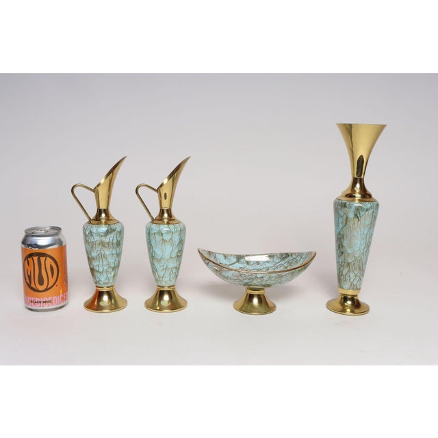 Collection of Four Vintage Dutch Delftware Porcelain and Brass Vessels and Ewers For Sale In New York - Image 6 of 18