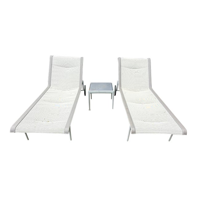 Pair Richard Schultz for Knoll 1966 Chaises Plus Side Table —Two Sets Available For Sale