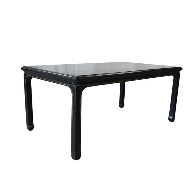 Black Hand-Painted Golden Chinese-Style Lotus Coffee Table For Sale - Image 9 of 10