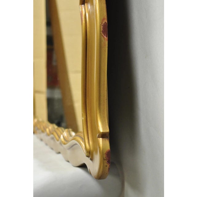 Vintage Hollywood Regency Gold Scalloped Serpentine Wood Frame Wall Mirror For Sale - Image 12 of 15