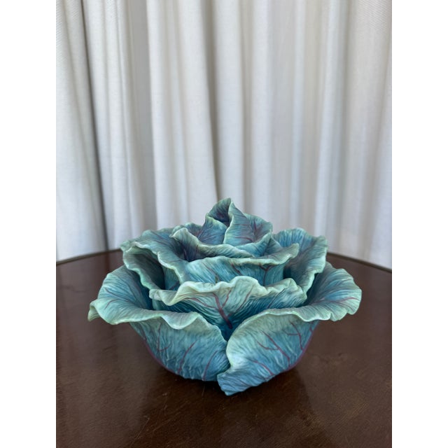 1970s Vintage Fitz and Floyd Heavy Pottery Cabbage Decorative Bowl W/ Lid For Sale - Image 5 of 8