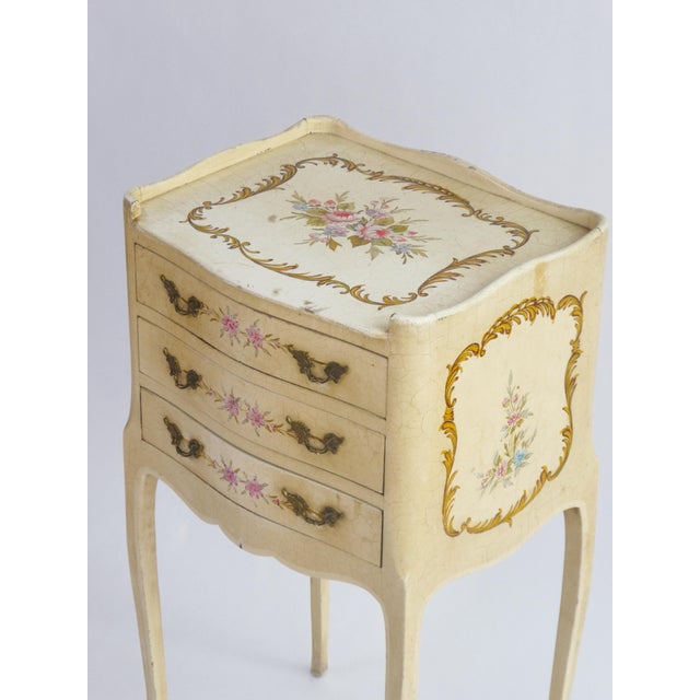 Vintage Venetian Louis XV Hand-Painted Floral Nightstand with Drawers, 1920s For Sale - Image 9 of 13