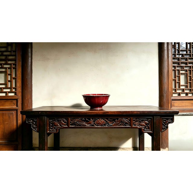 White Chinese Old Ceramic Big Bowl,Ming Dynasty Yongle Marked Red Glaze Porcelain Bowl For Sale - Image 8 of 11