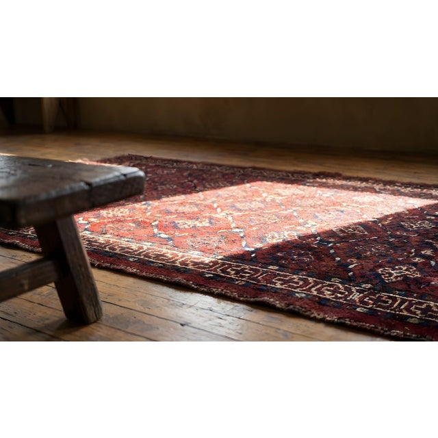 Maroon Antique Baluch Turkmen Rug For Sale - Image 8 of 9