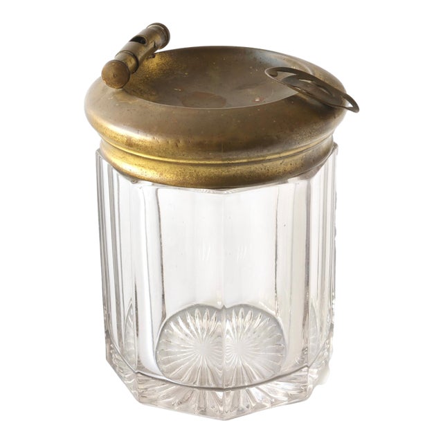 French Glass Cigar Humidor with Ashtray Lid and Cutter For Sale