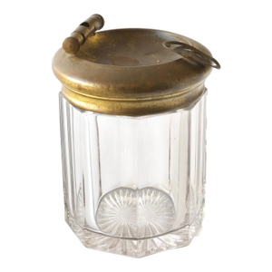 French Glass Cigar Humidor with Ashtray Lid and Cutter