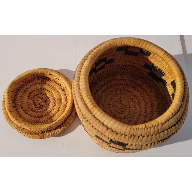 20th C Small Hand Woven Basket Lidded Jar For Sale - Image 4 of 8