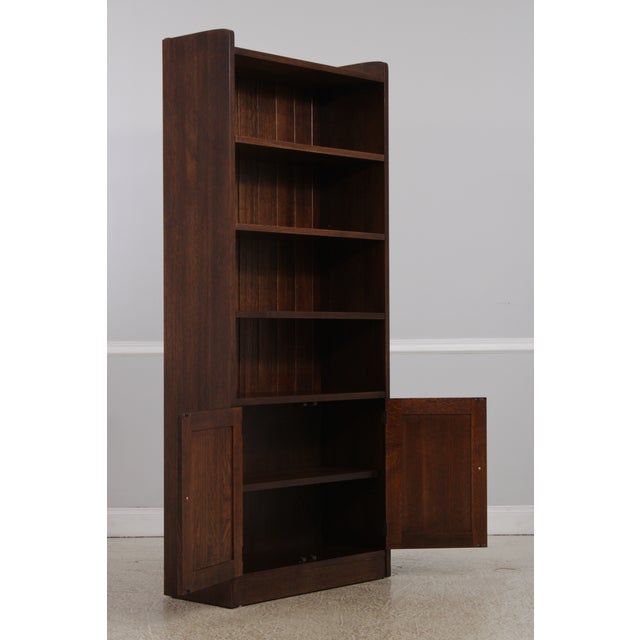 Stickley Stickley Mission Oak Tall Bookcase W. Cabinet Base For Sale - Image 4 of 16