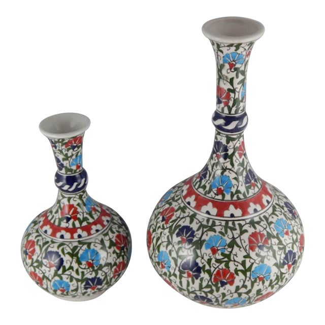 Set of Two Turkish Ceramic Vase, Unique Red Vase, Pottery Vase