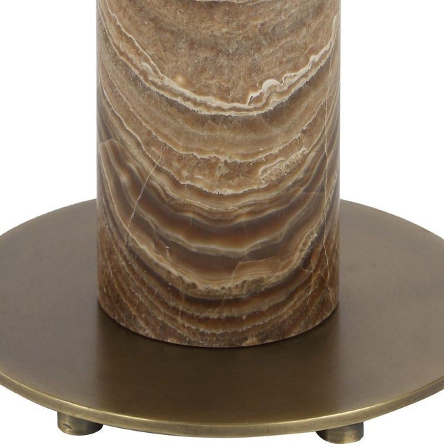 Mod Brass Beret & Marble Floor Lamp For Sale - Image 4 of 7