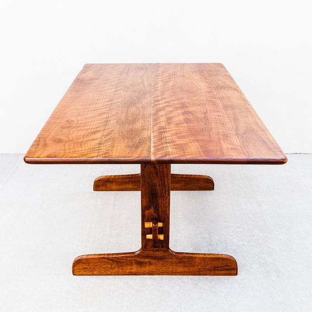 Gerald McCabe Mid Century Shedua Wood Dining Table Attributed to Gerald McCabe For Sale - Image 4 of 18