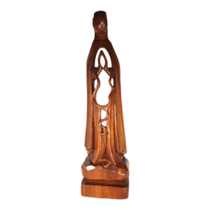 Hand Carved Walnut Wood Abstract Statue of Virgin Mary/Madonna 22”