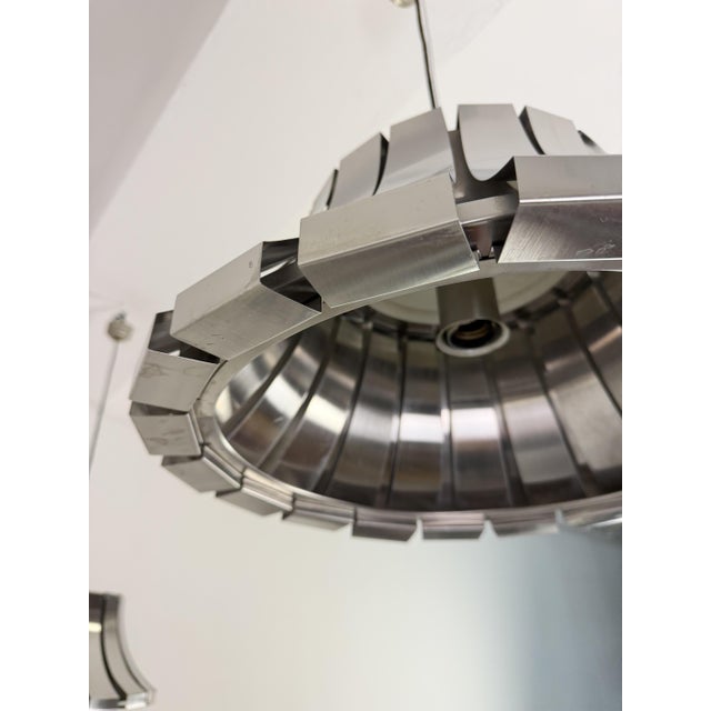 Metal Steel Pendants by Elio Martinelli for Martinelli Luce, 1990s, Set of 2 For Sale - Image 7 of 13