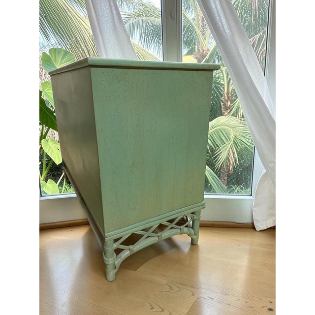 Ficks Reed Vintage Mid-Century Ficks Reed Coastal Rattan Server / Buffet – Seafoam Green For Sale - Image 4 of 9