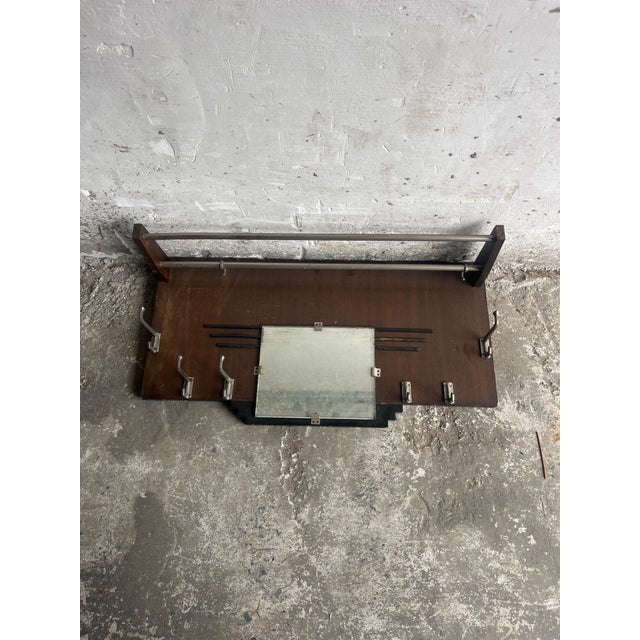 Art Deco Wall Coat Rack with Mirror, 1930s For Sale - Image 4 of 9