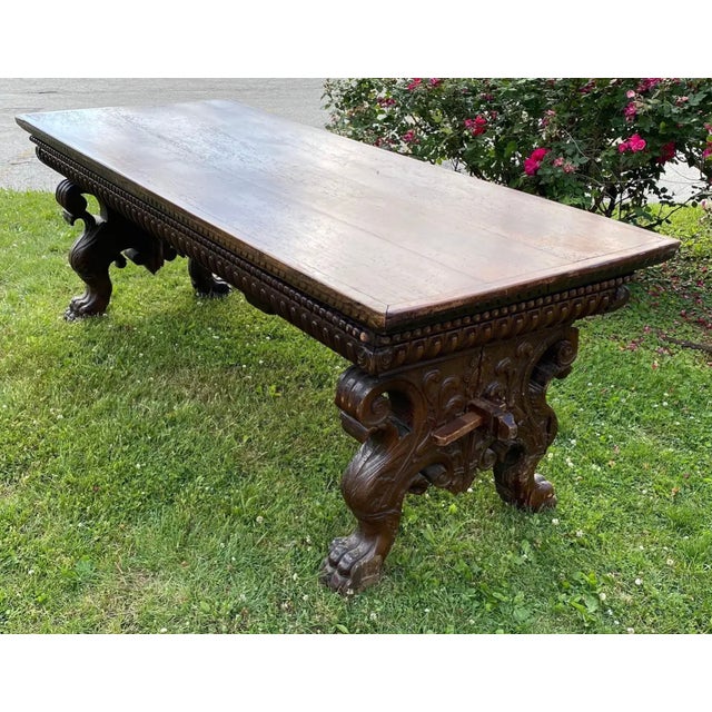 17th-Early 18th Century Tuscan Baroque Walnut Trestle Table For Sale - Image 4 of 11