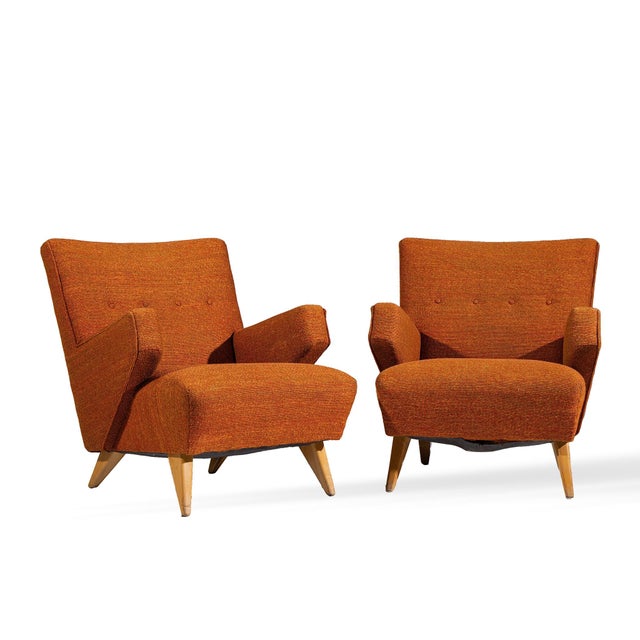 Jens Risom for Knoll Mid Century Lounge Chairs - Pair Each chair measures: 29 wide x 33 deep x 31.5 high, with a seat...