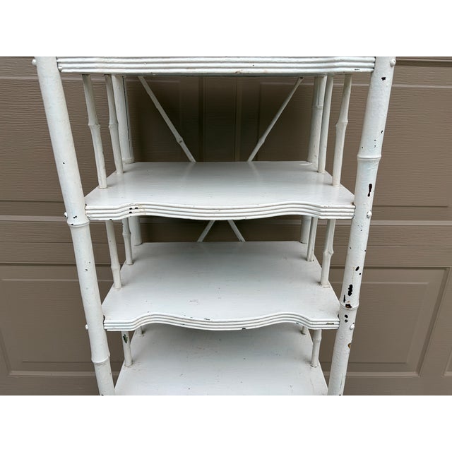 White Late 19th Century American Victorian White Painted Bamboo Étagère For Sale - Image 8 of 12