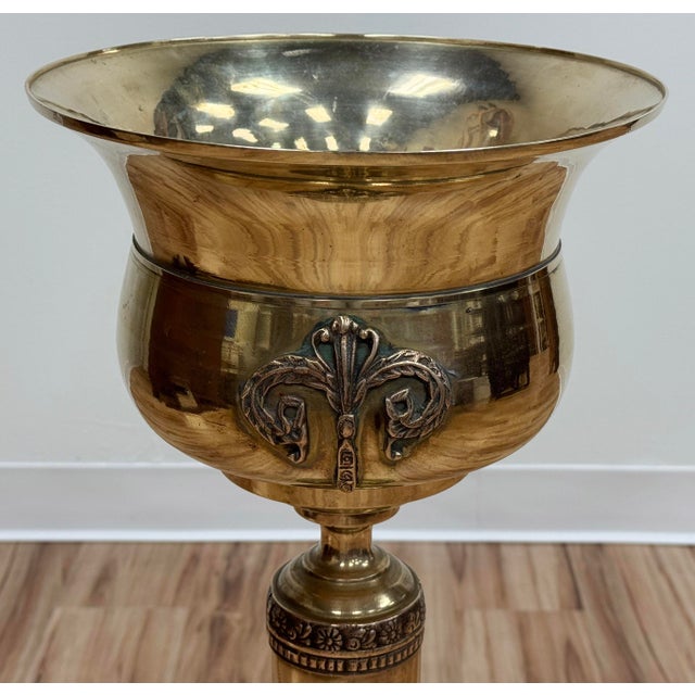 Metal Vintage Brass Bottle Chiller on Stand For Sale - Image 7 of 9