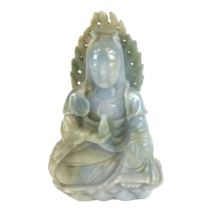 Solid Jade Hand Carved Sitting Goddess