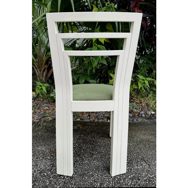 1980s Postmodern Lacquered Dining Chairs Newly Reupholstered - Set of 4 Offwhite For Sale In Miami - Image 6 of 11