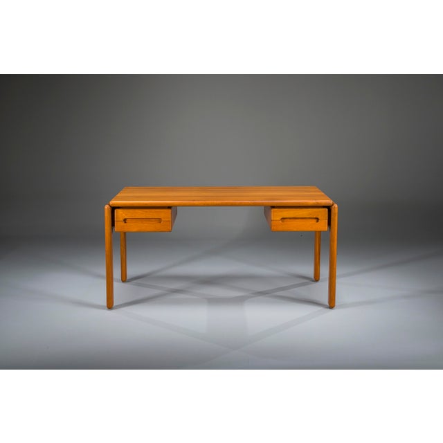 Rare Danish Modern desk crafted almost entirely from solid teak, an exceptional feature seldom seen in desk construction....