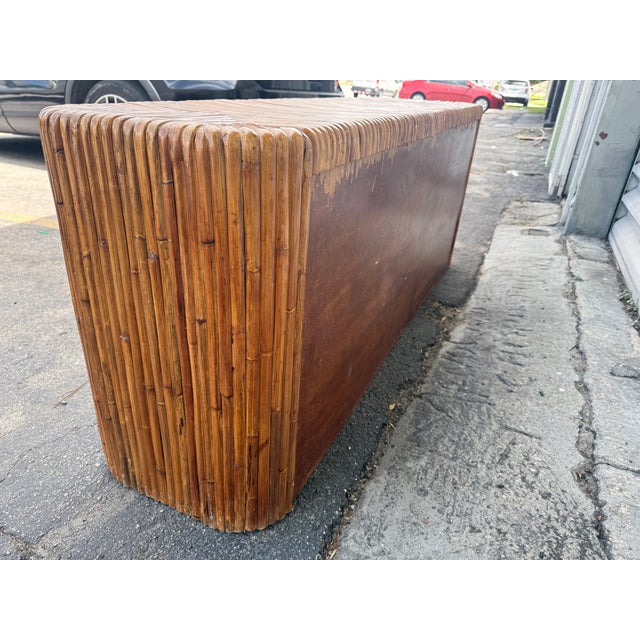 1970's Waterfall Rattan 9 Drawer Long Chest Style of Gabriella Crespi For Sale - Image 15 of 15