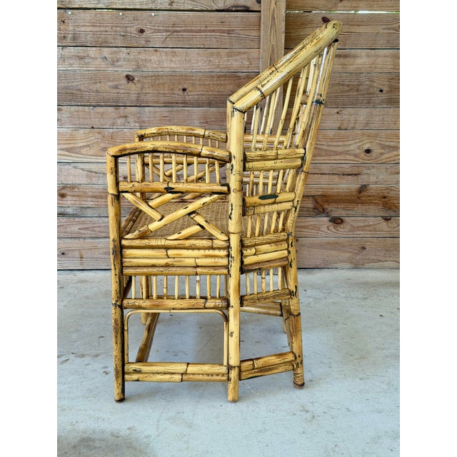 Mid 20th Century Vintage Refinished Organic Modern Brighton Pavilion Style Rattan Cane Side Chair For Sale - Image 5 of 12