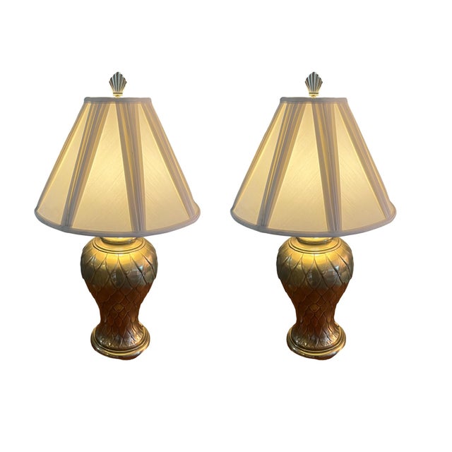 Vintage Mid Century Modern Brass Peacock Set of 2 Table Lamps Hollywood Regency For Sale - Image 10 of 11